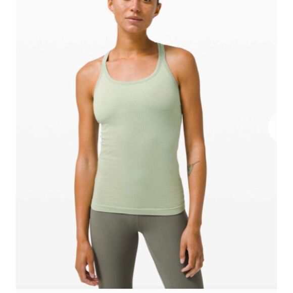 Lululemon Ebb To Street Tank - Ribbed Mint Green Tank Blouse, Size 8 - Picture 1 of 10